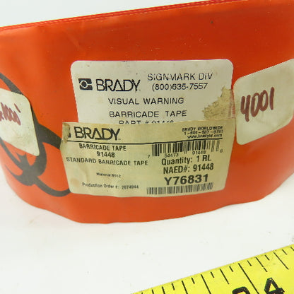 Brady 91448 CAUTION BIOHAZARD Orange Barricade Tape