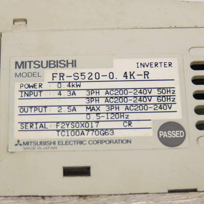 Mitsubishi FR-S520-0.4K-R Freqrol S500 0.4kW 200-240V Inverter Drive 0.5-120Hz