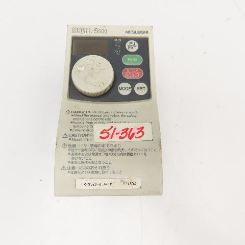 Mitsubishi FR-S520-0.4K-R Freqrol S500 0.4kW 200-240V Inverter Drive 0.5-120Hz