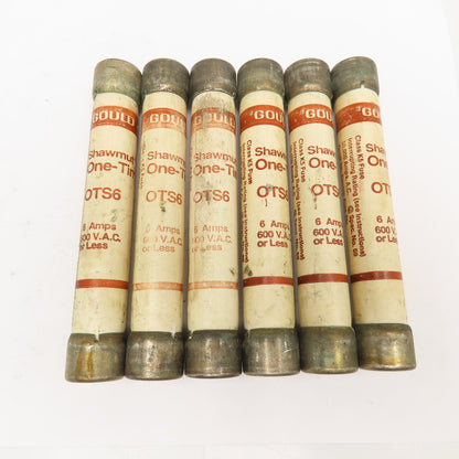 Gould Shawmut OTS6 6A 600V One-Time Class K5 Fuse Lot Of 6