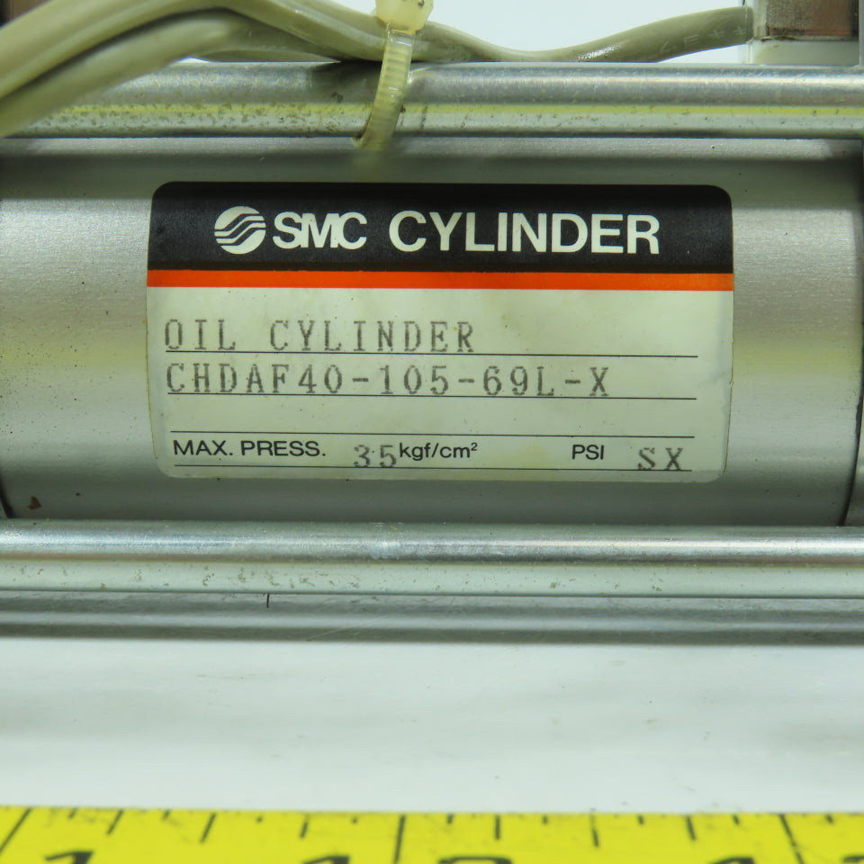 SMC CHDAF40-105-69L-X Hydraulic Cylinder 40mm Bore 105mm Stroke W/ Sensors
