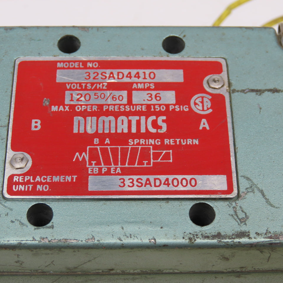 Numatics 32SAD4410 Single Solenoid Directional Valve Spring Return 120V