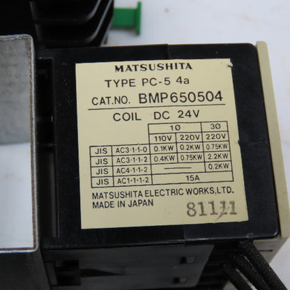Matsushita BMP650504 220V 2.2kW Max Contactor 24VDC Coil Misc Overloads Lot Of 3