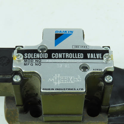 Daikin KS0-G02-2BA-10 4/3 Position Single Solenoid Hydraulic Control Valve 100V