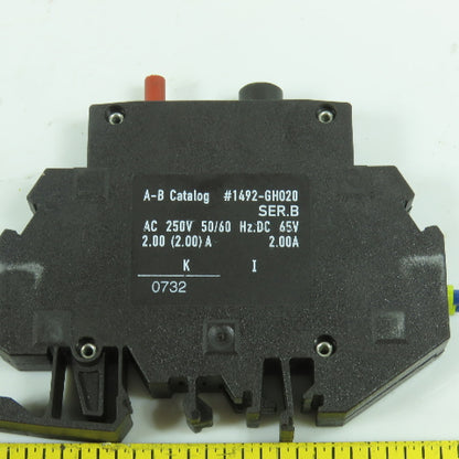 Allen Bradley 1492-GH020 Ser B 2 Amp Circuit Breaker 250V AC 50/60HZ Lot Of 3