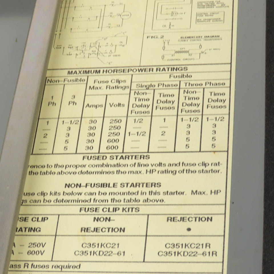 Eaton Nema Size 1 Combination Motor Controller 27 Amp 5HP W/ Disconnect