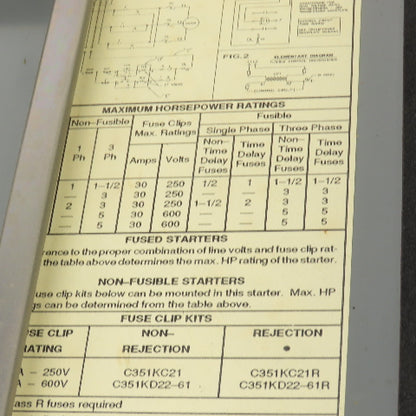 Eaton Nema Size 1 Combination Motor Controller 27 Amp 5HP W/ Disconnect