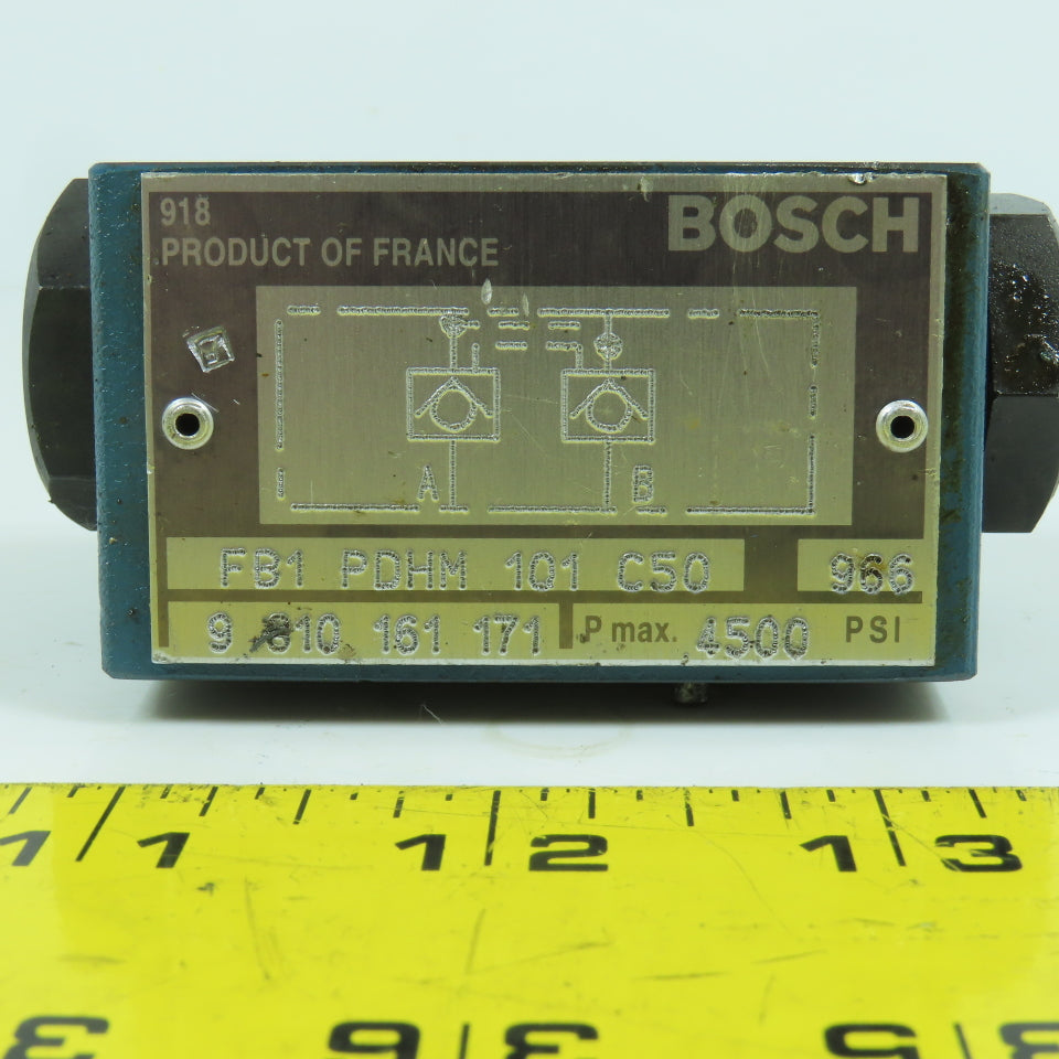 Bosch FB1 PDHM 101 C50 9 810 161 171 Hydraulic Flow Control Valve Block