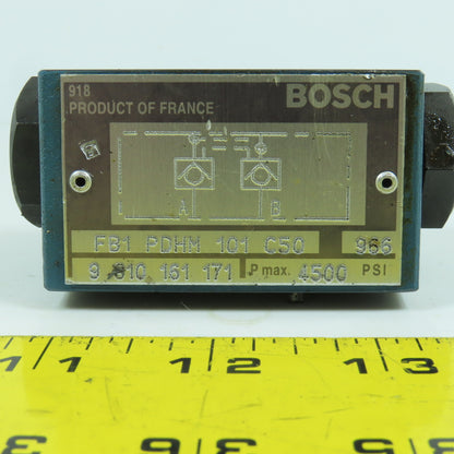 Bosch FB1 PDHM 101 C50 9 810 161 171 Hydraulic Flow Control Valve Block