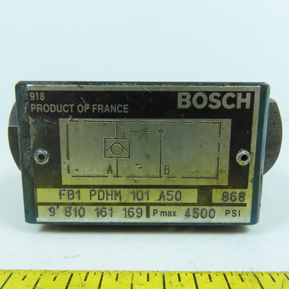 Bosch FB1 PDHM 101 A50 9 810 161 169 Hydraulic Flow Control Valve Block