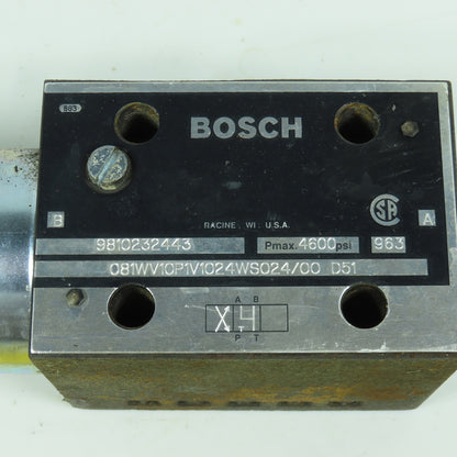 Bosch 081WV10P1V1024WS024/00 D51 Single Solenoid Directional Control Valve 24VDC