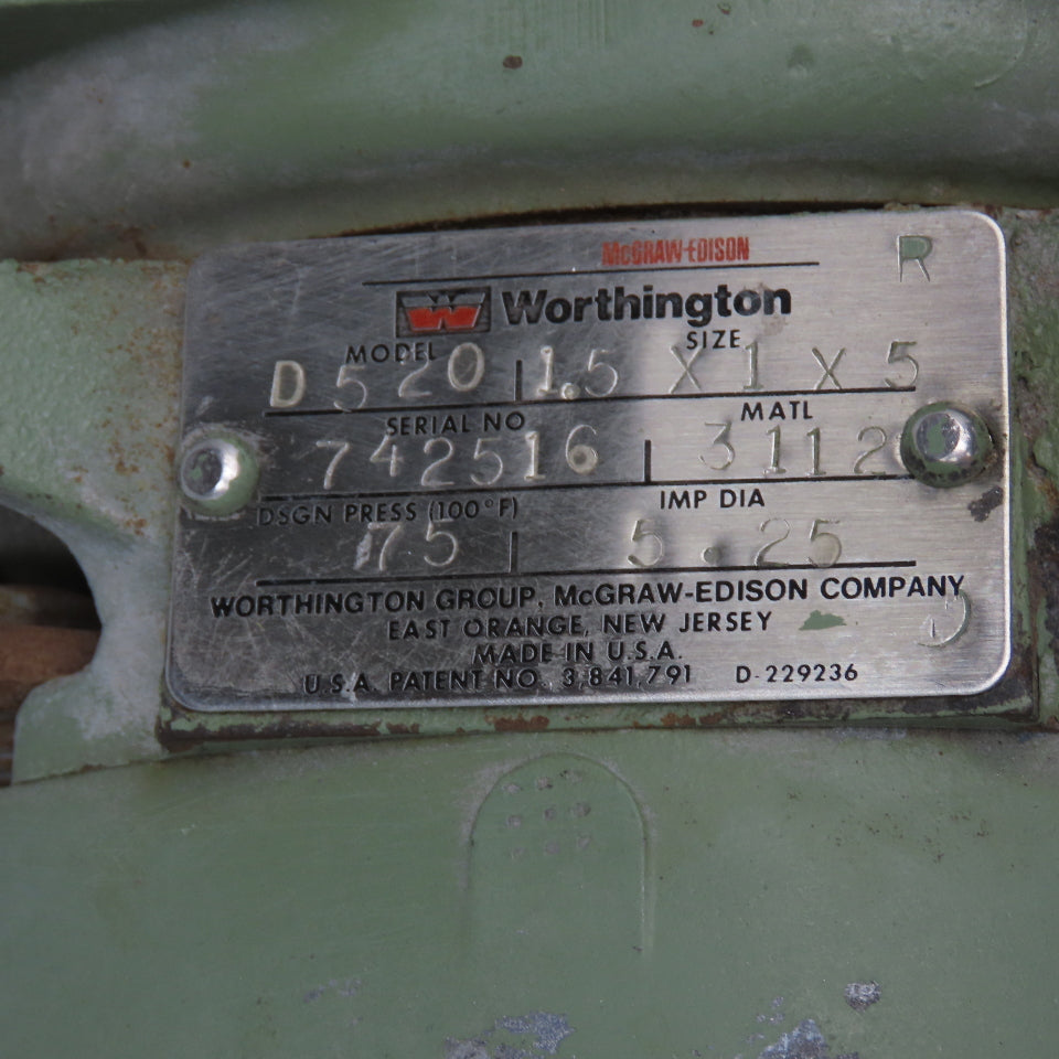 Worthington D520 3Hp 3450RPM 208-230/460V Centrifugal Pump