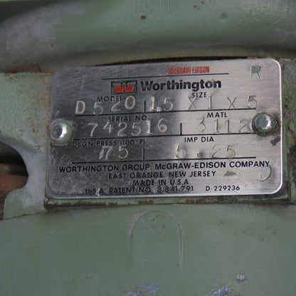 Worthington D520 3Hp 3450RPM 208-230/460V Centrifugal Pump
