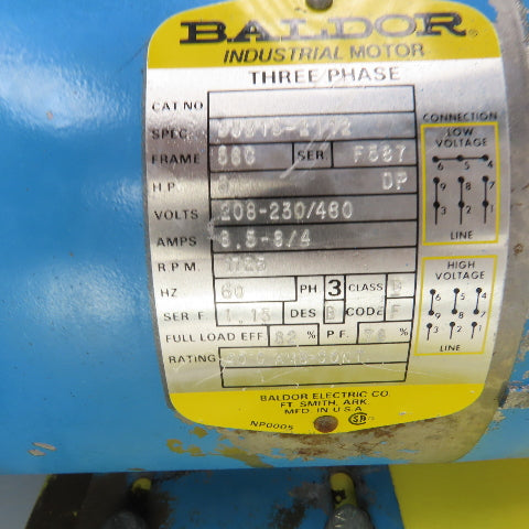 Fenner Baldor 3HP 2.5 Gallon Hydraulic Power Pump Unit 208-230/460V 3PH 1725RPM
