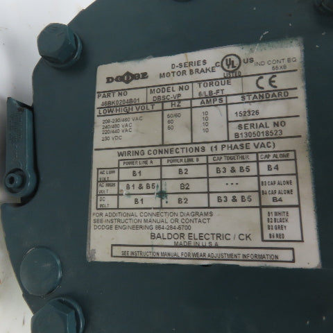 Tigear 20S15L 15:1 Left Hand Gear Reducer 1HP 3PH 116RPM Out Brake 46BK0204B01