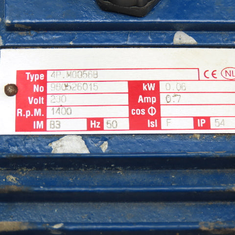 4P.M0056B 230V 0.06kW 1400RPM 50Hz 1Ph Motor