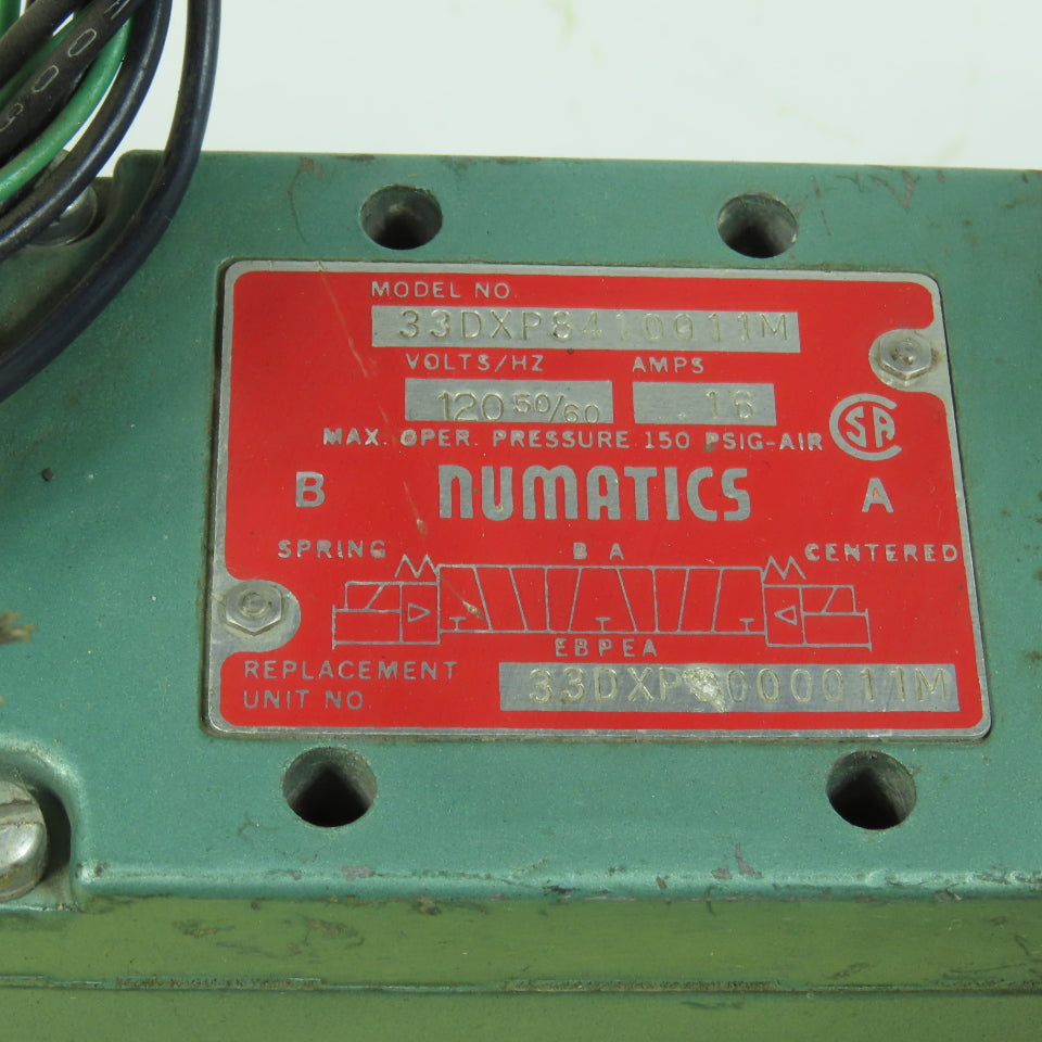 Numatics 33DXP8410011M 5/3 Way Double Solenoid Pneumatic Control Valve 115V