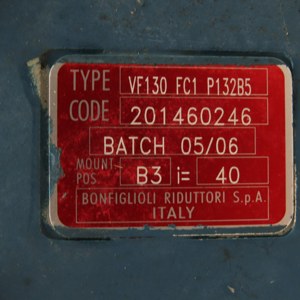 Bonfiglioli VF130 400:1 Combined Ratio Gear Motor 4.3RPM 1.75kW 440-480V