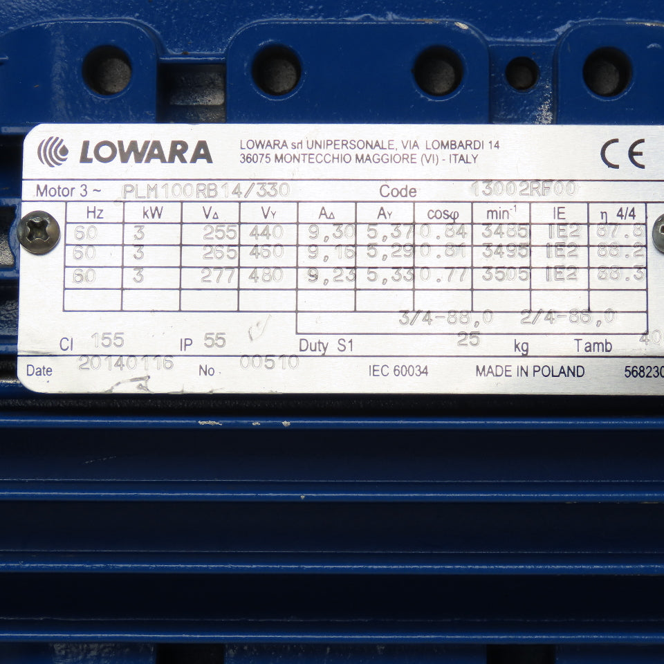 Lowara PLM100RB14/330 3kW 3505RPM 255-480V 60Hz Vertical Centrifugal Pump