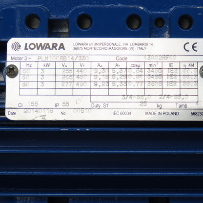 Lowara PLM100RB14/330 3kW 3505RPM 255-480V 60Hz Vertical Centrifugal Pump