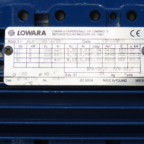 Lowara PLM100RB14/330 3kW 3505RPM 255-480V 60Hz Vertical Centrifugal Pump