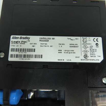 Allen Bradley 1756-L61 LogixPac Series B Controllogix 5561 Processor F/W Rev 1.9