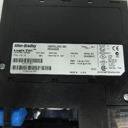 Allen Bradley 1756-L61 LogixPac Series B Controllogix 5561 Processor F/W Rev 1.9