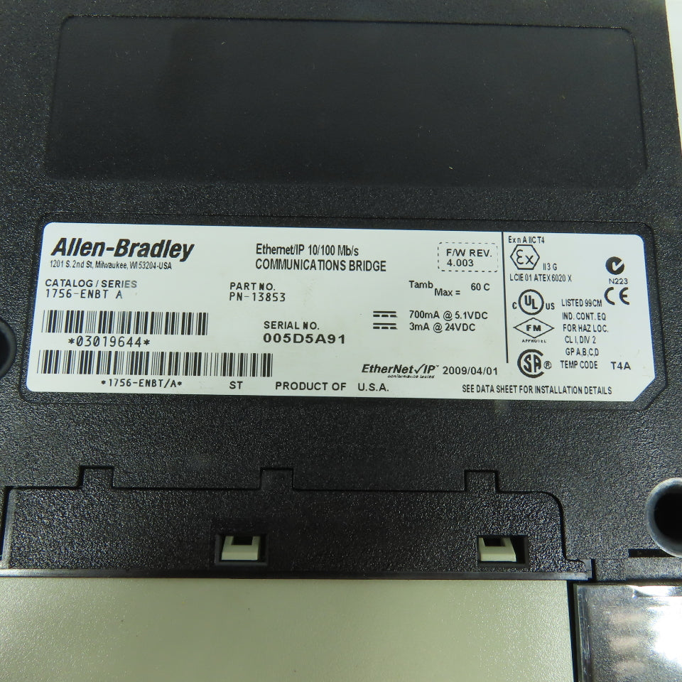 Allen Bradley 1756-ENBT Ser A Ethernet/IP Communications Bridge F/W Rev 4.003