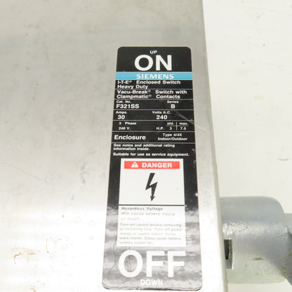 Siemens F321SS 30 Amp Stainless Heavy Duty Fusible Safety Disconnect Switch 240V