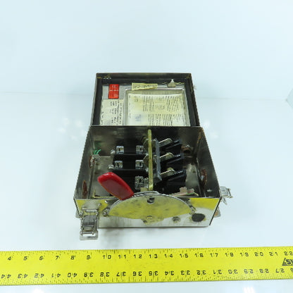 Westinghouse WHFN321 30A Heavy Duty SS Fusible Safety Disconnect Switch 240V 3PH