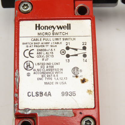 Honeywell CLSB4A 600VAC 300VDC Cable Pull Emergency Stop Switch