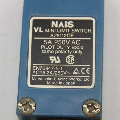Matsushita AZ8112CE 250V Cam Roller Plunger Mini Limit Switch