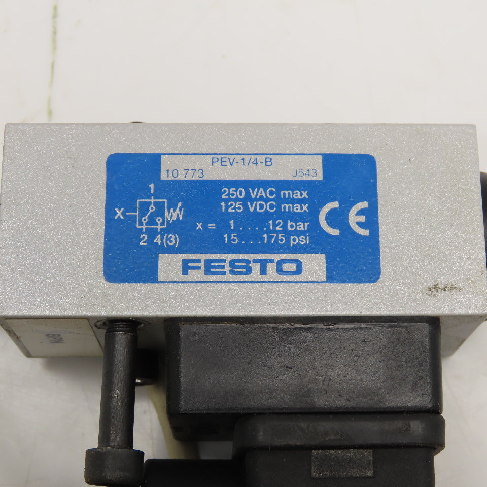 Festo PEV-1/4-B 1/4" NPT 250VAC 125VDC Pressure Switch 15-175PSI Lot Of 2