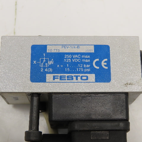 Festo PEV-1/4-B 1/4" NPT 250VAC 125VDC Pressure Switch 15-175PSI Lot Of 2