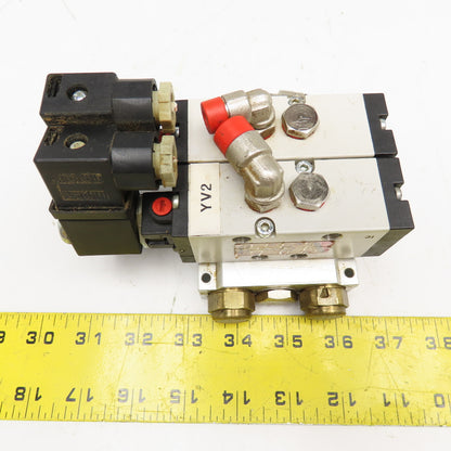 Camozzi 458-015 5/2 Way Solenoid Operated Dual Valve Manifold Block 110V Coil