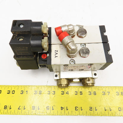 Camozzi 458-015 5/2 Way Solenoid Operated Dual Valve Manifold Block 110V Coil