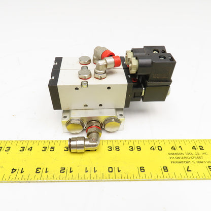 Camozzi 458-015 5/2 Way Solenoid Operated Dual Valve Manifold Block 110V Coil