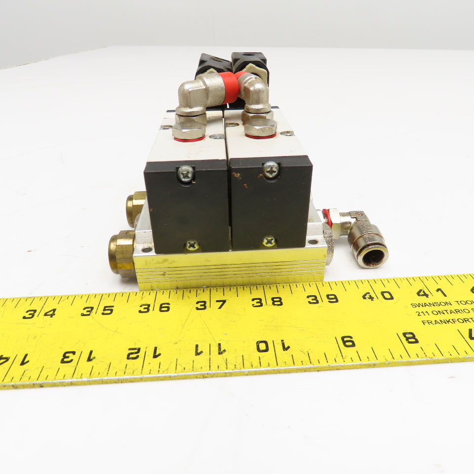 Camozzi 458-015 5/2 Way Solenoid Operated Dual Valve Manifold Block 110V Coil