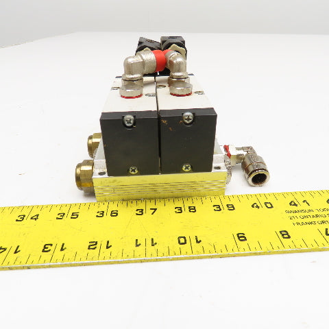 Camozzi 458-015 5/2 Way Solenoid Operated Dual Valve Manifold Block 110V Coil