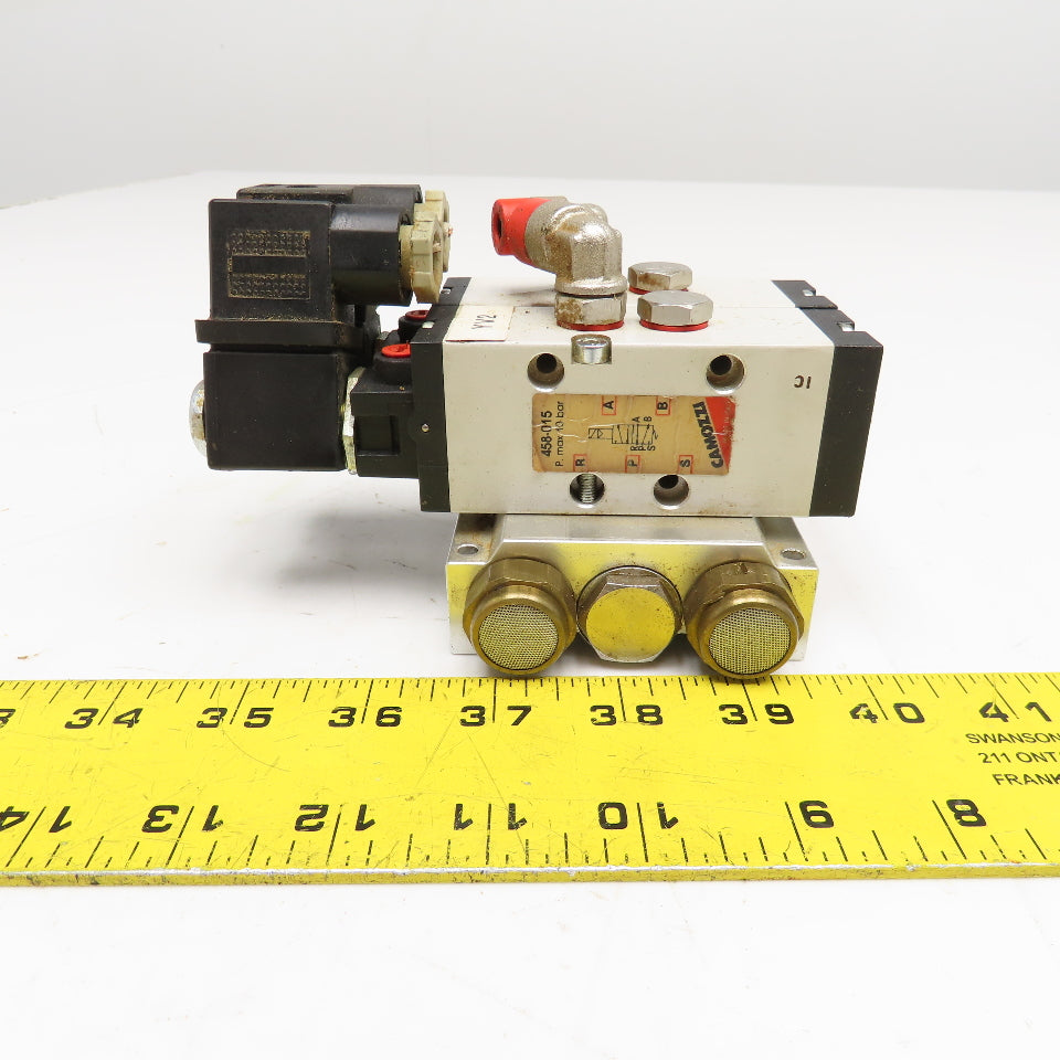 Camozzi 458-015 5/2 Way Solenoid Operated Dual Valve Manifold Block 110V Coil