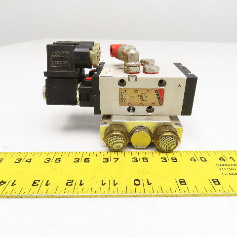 Camozzi 458-015 5/2 Way Solenoid Operated Dual Valve Manifold Block 110V Coil