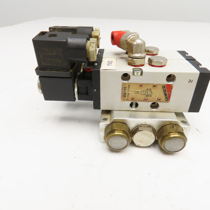 Camozzi 458-015 5/2 Way Solenoid Operated Dual Valve Manifold Block 110V Coil