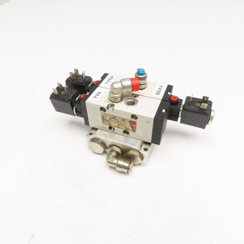Camozzi 458-015 5/2 way Solenoid Operated Dual Valve Manifold Block 110V Coil