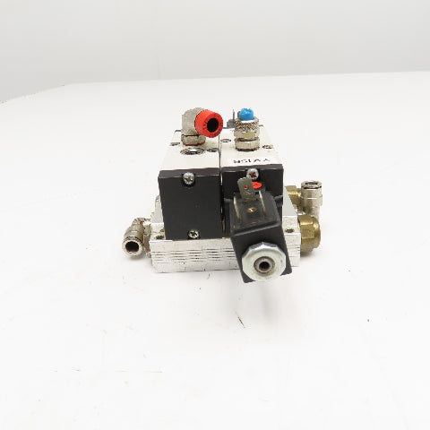 Camozzi 458-015 5/2 way Solenoid Operated Dual Valve Manifold Block 110V Coil