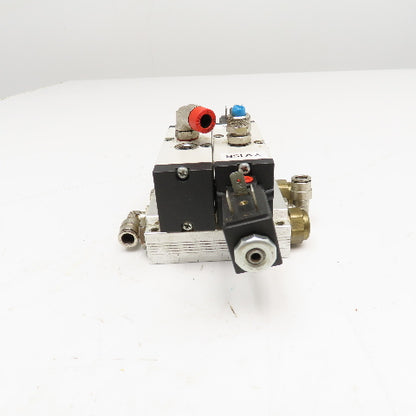 Camozzi 458-015 5/2 way Solenoid Operated Dual Valve Manifold Block 110V Coil