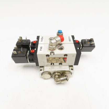 Camozzi 458-015 5/2 way Solenoid Operated Dual Valve Manifold Block 110V Coil