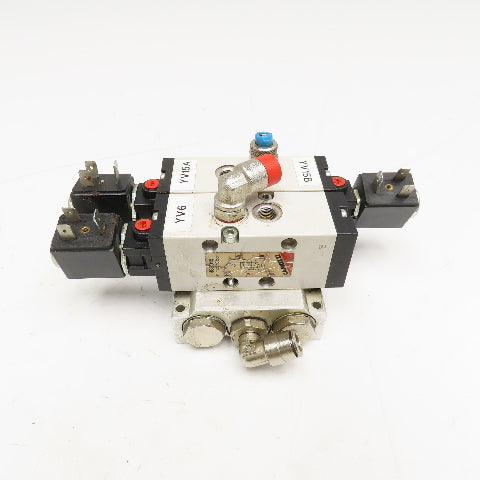 Camozzi 458-015 5/2 way Solenoid Operated Dual Valve Manifold Block 110V Coil
