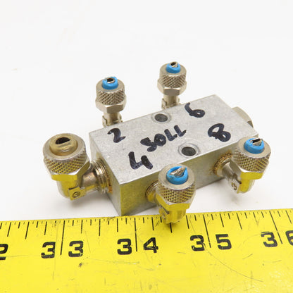 1/4" x 1/8" Aluminum Lubrication Manifold 4 Way