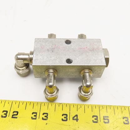 1/4" x 1/8" Aluminum Lubrication Manifold 4 Way