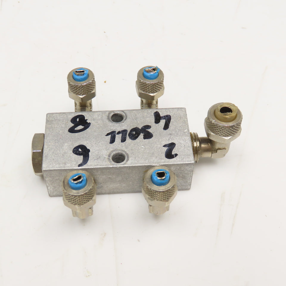 1/4" x 1/8" Aluminum Lubrication Manifold 4 Way